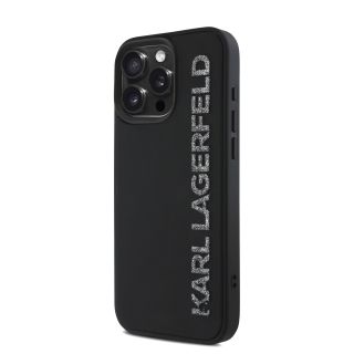 Karl Lagerfeld 3D Rubber Glitter Logo Case for iPhone 15 Pro Max / Black (KLHCP15XRBKGVCK)