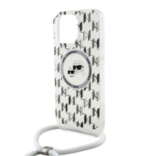 Karl Lagerfeld IML Monogram Crossbody K&CH Heads MagSafe Case for iPhone 16 Pro / Transparent (KLHMP16LHCKCKLCT)