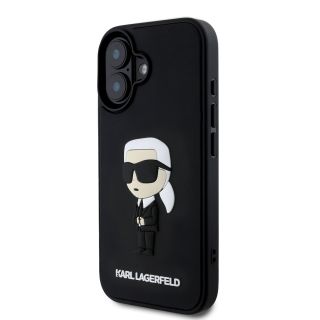 Karl Lagerfeld 3D Rubber Ikonik Case for iPhone 16 / Black (KLHCP16S3DRKINK)