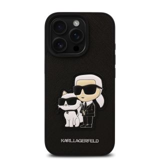 Karl Lagerfeld PU Saffiano Karl and Choupette Case for iPhone 16 Pro / black (KLHCP16LSANKCPK)