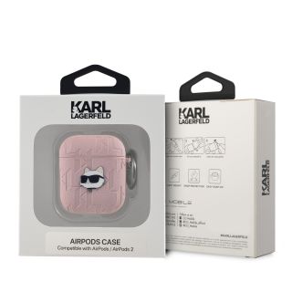 Karl Lagerfeld PU Embossed Choupette Head Case for AirPods 1/2 / Pink (KLA2PGCHPP)