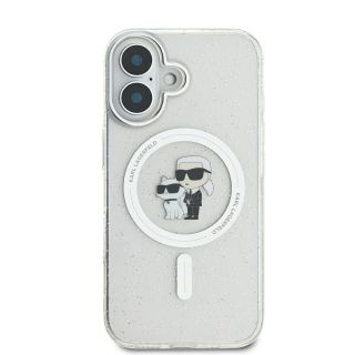 Karl Lagerfeld IML Glitter Karl and Choupette MagSafe Case for iPhone 16 / transparent (KLHMP16SHGKCNOT)