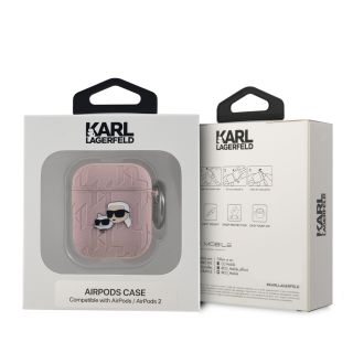 Karl Lagerfeld PU Embossed Karl and Choupette Heads Case for AirPods 1/2 / pink (KLA2PGKCPP)