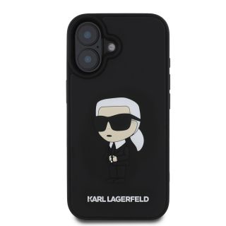 Karl Lagerfeld 3D Rubber Ikonik Case for iPhone 16 / Black (KLHCP16S3DRKINK)