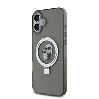 Karl Lagerfeld Ringstand Karl and Choupette MagSafe Case for iPhone 16 Plus / Black (KLHMP16MHMRSKCK)