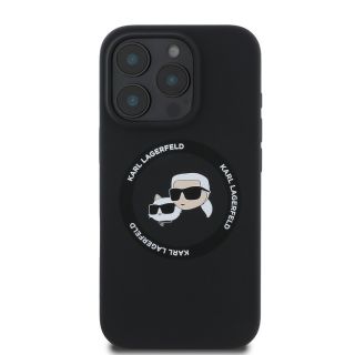 Karl Lagerfeld Liquid Silicone K&CH Heads MagSafe Case for iPhone 16 Pro Max / black (KLHMP16XSKCHTCK)