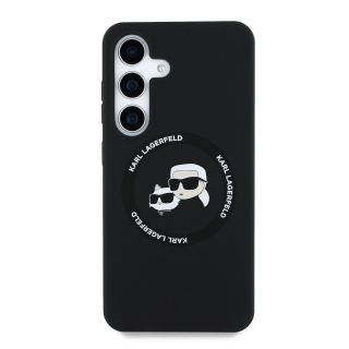 Karl Lagerfeld Liquid Silicone K&CH Heads MagSafe Case for Samsung Galaxy S25 / Black (KLHMS25SSKCHTCK)
