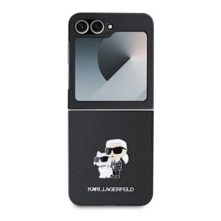 Karl Lagerfeld PU Saffiano Karl and Choupette Case for Samsung Galaxy Z Flip 6/7 FE / Black (KLHCZF6SAPKCNPK)