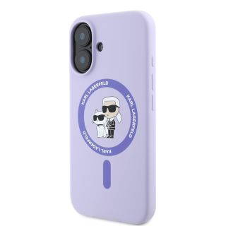 Karl Lagerfeld Liquid Silicone Karl and Choupette MagSafe Case for iPhone 16 / Purple (KLHMP16SSCMKCRHU)