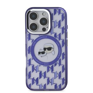 Karl Lagerfeld IML Monogram K&CH Heads MagSafe Case for iPhone 16 Pro Max / Purple (KLHMP16XHMCKMHU)