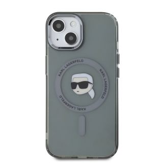 Karl Lagerfeld IML Karl Head Metal Frame MagSafe Case for iPhone 15 / Black (KLHMP15SHLSKIK)