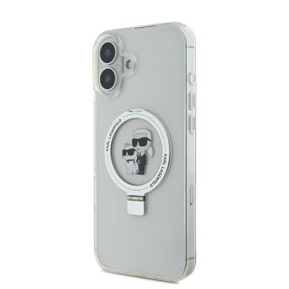 Karl Lagerfeld Ringstand Karl and Choupette MagSafe Case for iPhone 16 Plus / white (KLHMP16MHMRSKCH)