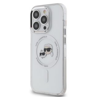 Karl Lagerfeld IML K&CH Heads Metal Frame MagSafe Case for iPhone 15 Pro / Transparent (KLHMP15LHLSKCH)