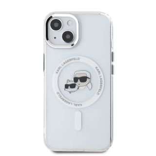 Karl Lagerfeld IML K&CH Heads Metal Frame MagSafe Case for iPhone 15 / Transparent (KLHMP15SHLSKCH)