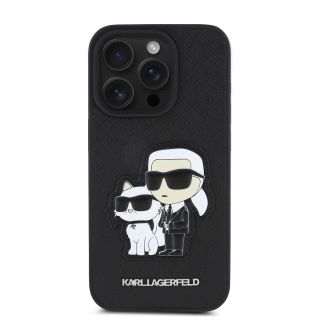 Karl Lagerfeld PU Saffiano Karl and Choupette Case for iPhone 15 Pro / black (KLHCP15LSANKCPK)