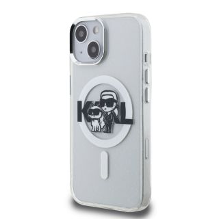 Karl Lagerfeld IML Glitter Karl and Choupette Sketch MagSafe Case for iPhone 15 / transparent (KLHMP15SHGKCGKBT)