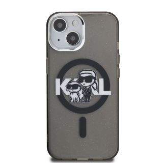 Karl Lagerfeld IML Glitter Karl and Choupette Sketch MagSafe Case for iPhone 15 / black (KLHMP15SHGKCGKBK)
