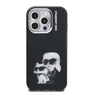 Karl Lagerfeld IML Aquarelle Karl and Choupette Case for iPhone 15 Pro / black (KLHCP15LHMKCAQK)