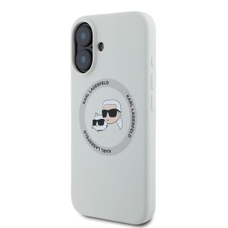 Karl Lagerfeld Liquid Silicone K&CH Heads MagSafe Case for iPhone 16 / Beige (KLHMP16SSKCHTCE)