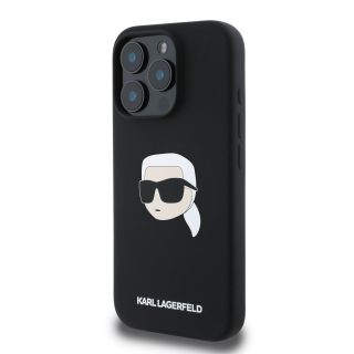 Karl Lagerfeld Liquid Silicone Karl Head MagSafe Case for iPhone 16 Pro Max / Black (KLHMP16XSKHPPLK)