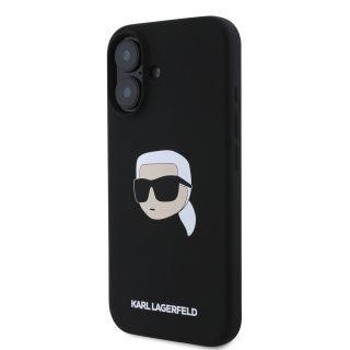 Karl Lagerfeld Liquid Silicone Karl Head MagSafe Case for iPhone 16 / Black (KLHMP16SSKHPPLK)
