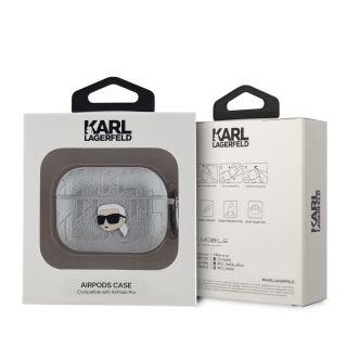 Karl Lagerfeld PU Embossed Karl Head Case for AirPods Pro / Silver (KLAPPGKIPS)