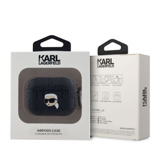 Karl Lagerfeld PU Embossed Karl Head Case for AirPods Pro / Black (KLAPPGKIPK)