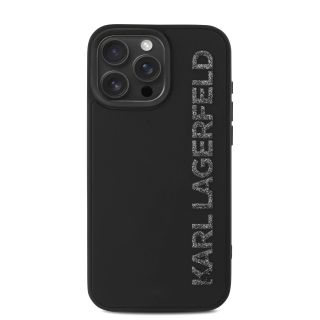 Karl Lagerfeld 3D Rubber Glitter Logo Case for iPhone 15 Pro Max / Black (KLHCP15XRBKGVCK)