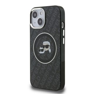 Karl Lagerfeld IML K&CH Heads Repeated Logo MagSafe Case for iPhone 15 / black (KLHMP15SHMKBKCHK)
