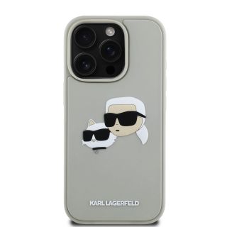 Karl Lagerfeld 3D Rubber Double Heads Case for iPhone 16 Pro / beige (KLHCP16LRBCKCHLE)
