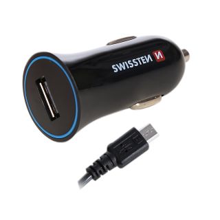 Swissten Car charger 12 / 24V / 1A whit Micro USB Cable 1.5m (SW-CCH-1A-BK-C)
