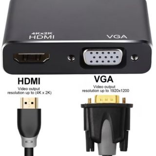 RoGer DisplayPort to HDMI + VGA Adapter v1.4 / 4K@30Hz (RO-DP2VGA+HDMI-BK)