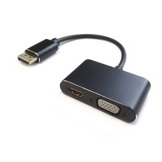RoGer DisplayPort to HDMI + VGA Adapter v1.4 / 4K@30Hz (RO-DP2VGA+HDMI-BK)
