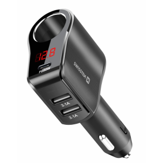 Swissten Car charger 1x USB-C PD / 2x USB-A / CL / LED (20114020)