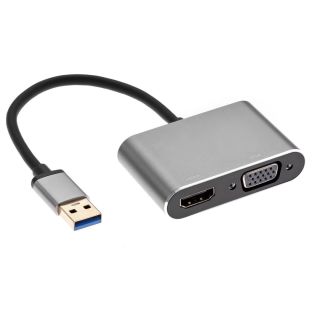 RoGer DrongDisplay Adapter USB to VGA/HDMI + Audio / iOS/Android/Windows/macOS (RO-DGK-2IN1-2)