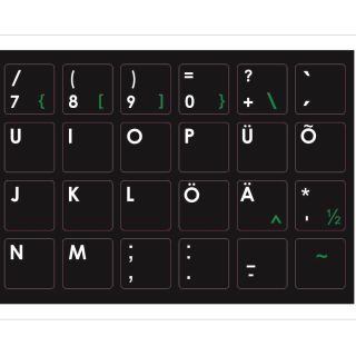 Mocco Keyboard Sticks ENG / EE With Laminated Waterproof Level Black / Green (MC-KS-EE-ENG-G)
