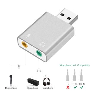 RoGer USB Audio card with microphone input / Virtual 7.1 / silver (RO-SOUNDCARD7.1-SI)