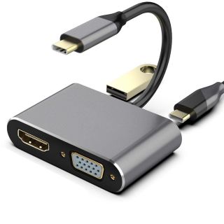 RoGer USB-C Multimedia Adapter HDMI 4K@30Hz / VGA 1080p / USB 3.0 / USB-C PD (RO-USBC-4IN1-GR)