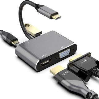 RoGer USB-C Multimedia Adapter HDMI 4K@30Hz / VGA 1080p / USB 3.0 / USB-C PD (RO-USBC-4IN1-GR)