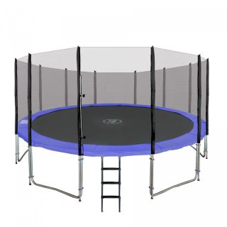 RoGer Trampoline with an External Safety Net and a Ladder 487cm (RO-16FT-BL)