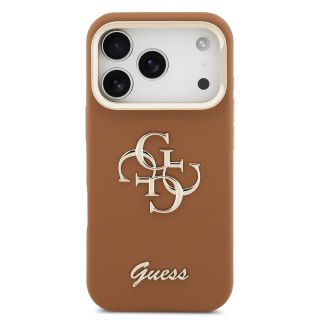 Guess PU Grained 4G Logo Stand Camera Frame Case for iPhone 17 Pro / Brown (GUHCP17LPCS4GSW)