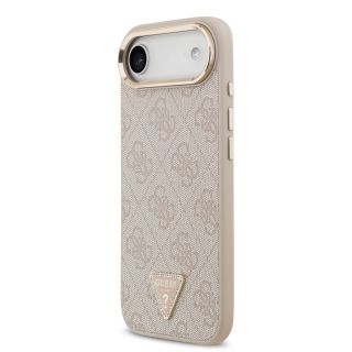 Guess PU Leather 4G Strass Triangle Logo Gold Frame MagSafe Case for iPhone Air / Pink (GUHMP17MP4GTDGMP)