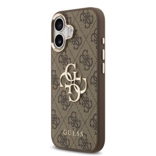 Guess PU Leather 4G Metal Logo Gold Frame Case for iPhone 17 / Brown (GUHCP17S4GMGCBR)