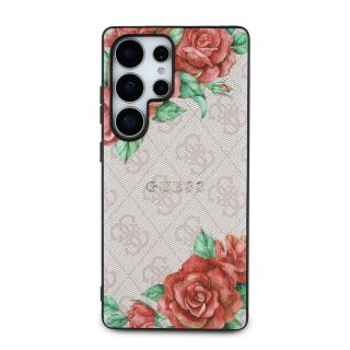 Guess PU Leather 4G Flowers Print Metal Classic Logo MagSafe Case for Samsung Galaxy S25 Ultra / Pink (GUHMS25LP4ROPEMCP)