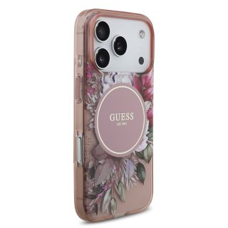 Guess IML Flowers Strap MagSafe Case for iPhone 17 Pro / Pink (GUHMP17LHFWBRCESP)