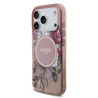 Guess IML Flowers Strap MagSafe Case for iPhone 17 Pro / Pink (GUHMP17LHFWBRCESP)