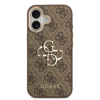 Guess PU Leather 4G Metal Logo Gold Frame Case for iPhone 17 / Brown (GUHCP17S4GMGCBR)