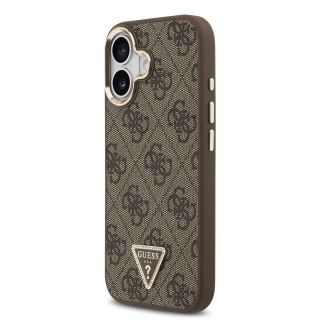 Guess PU Leather 4G Strass Triangle Logo Gold Frame MagSafe Case for iPhone 17 / Brown (GUHMP17SP4GTDGMW)