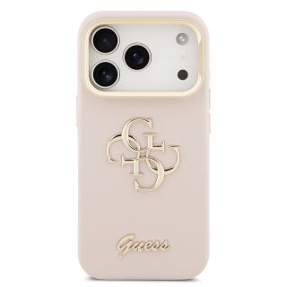 Guess PU Grained 4G Logo Stand Camera Frame Case for iPhone 17 Pro / Pink (GUHCP17LPCS4GSP)