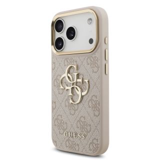 Guess PU Leather 4G Metal Logo Gold Frame Case for iPhone 17 Pro / Pink (GUHCP17L4GMGCPI)
